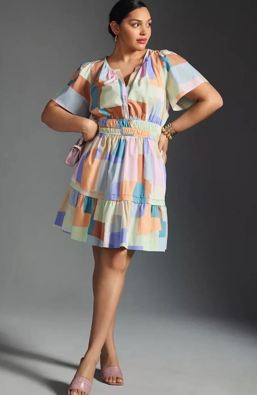 Anthropologie Plus Somerset Mini Dress in Light Mauve Pockets Size 1X